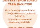 2025-YKS Tercih Süreci 1 Ağustos’ta Başlıyor