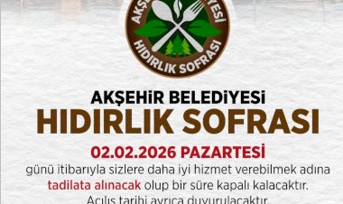 Akşehir’in Gözde Mekânı Hıdırlık Sofrası Yenileniyor