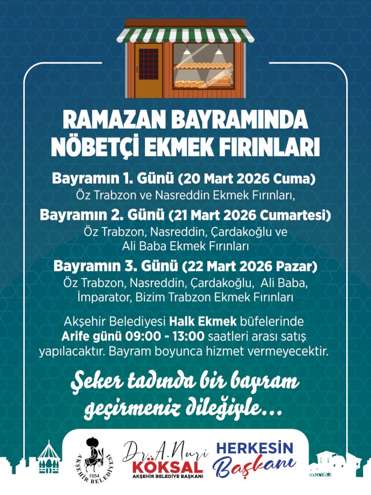 Bayramda Ekmeksiz Kalmak Yok: Akşehir’de Nöbetçi Fırınlar Açık!